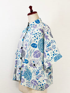 Tab Pocket Jacket - Marigold Print - Natural/Blue