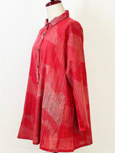 Simple Jacket - Stripe Textile Print - Red
