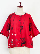 Crop Jacket - Lotus Flower Print - Red