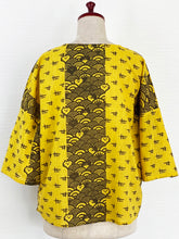 Crop Jacket - Cat Wave/Igeta Print - Mustard