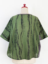 Panel Crop Top - Stream Print w/ Textile Patch - Green