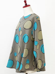 Simple Tunic - Textile Polka Dots Print - Grey
