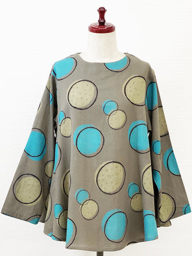 Simple Tunic - Textile Polka Dots Print - Grey