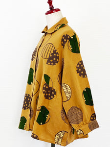Tuck Panel Jacket - Multi Polka Dots Print - Mustard
