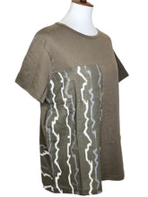 T-Top - Knit Solid/Wavy Stripes Print - Khaki