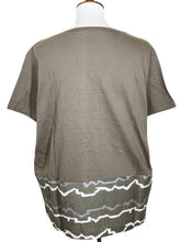 T-Top - Knit Solid/Wavy Stripes Print - Khaki