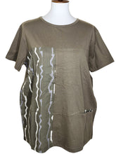 T-Top - Knit Solid/Wavy Stripes Print - Khaki