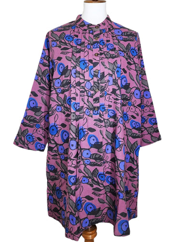 Pintuck Tunic - Berries Print - Pale Maroon