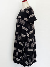 Balloon Dress - Skipping Stripe Print - Black