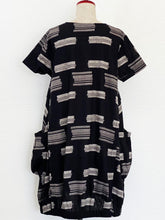 Balloon Dress - Skipping Stripe Print - Black
