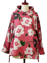 Drawstring Asymmetrical Pullover - Double Gauze - Floral Print - Mauve