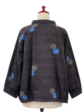 Ruched Collar Jacket - Fleece Lined - Star Glory Print - Black