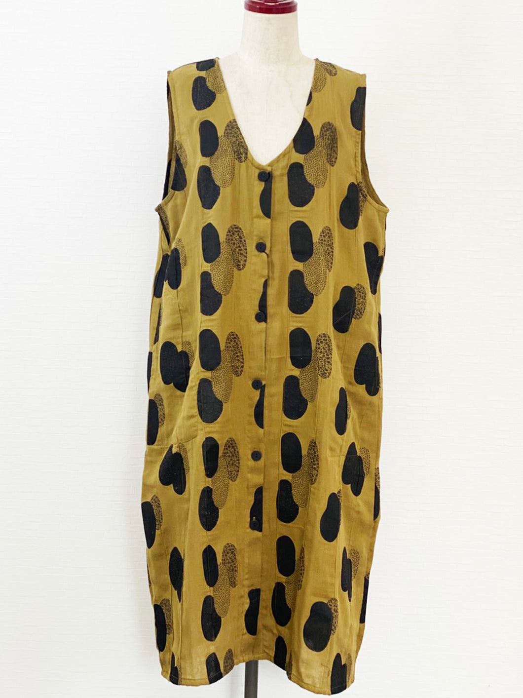 Long Vest - Double Gauze - Modern Stone Print - Khaki