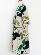 Gathered Sleeve Dress - Garden Print - Light Grey