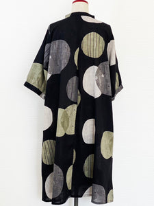 Button Front Dress - Pop Print - Black