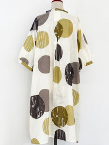 Button Front Dress - Pop Print - Natural