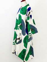 Slit Neck Balloon Dress - Tropical Print - Natural