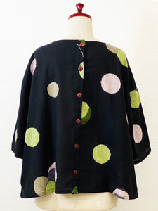 Back Button Pullover - Ink Spots Print - Black