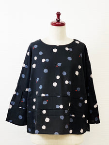 Tuck Pullover - Mini Dots Print - Black