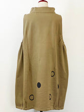 Bell Dress - Fleece - Solid with Multi Circle Print - Khaki