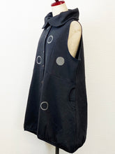 Bubble Long Vest - Fleece - Solid with Multi Circle Print - Charcoal