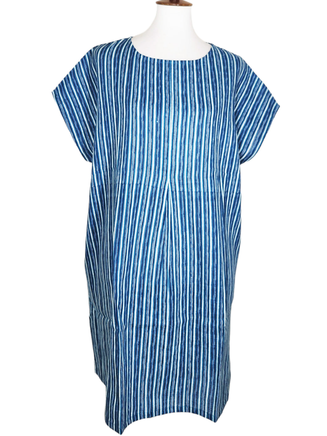 French Sleeve Tunic - Stripe Print - Blue