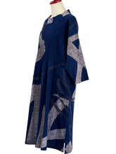 Tuck Dress - Abstract Paint Print - Dark Blue