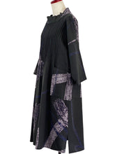 Tuck Dress - Abstract Paint Print - Khaki