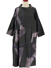 Tuck Dress - Abstract Paint Print - Khaki