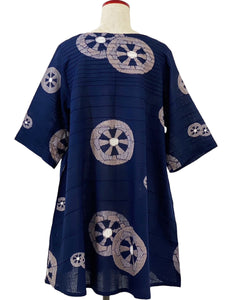 Pintuck Tunic - Wheels Print - Dark Blue