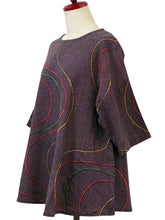 Simple Tunic - Twill Wavy Line Print - Black