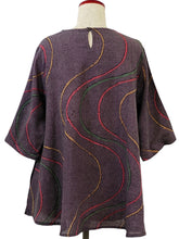 Simple Tunic - Twill Wavy Line Print - Black