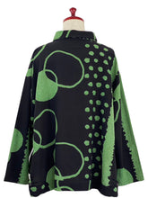 Button Accent Tuck Jacket - Multi Circles Print - Black