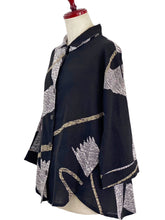 A-Line Jacket - Abstract Paint Print - Black