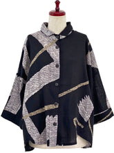 A-Line Jacket - Abstract Paint Print - Black