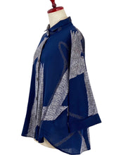 A-Line Jacket - Abstract Paint Print - Dark Blue