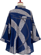 A-Line Jacket - Abstract Paint Print - Dark Blue