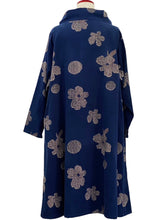 Cowl Neck Dress - Corduroy - Blossom Print - Dark Blue