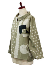 Collared Tuck Pullover - Multi Circles Print - Green