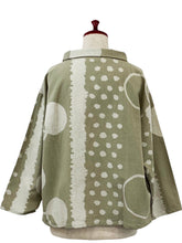 Collared Tuck Pullover - Multi Circles Print - Green