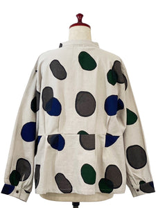 Hidden Button Jacket - Pebbles Print - Light Grey