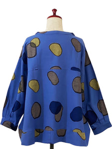 Panel A-Line Pullover - Pebbles Print - Blue