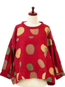 Panel A-Line Pullover - Pebbles Print - Red