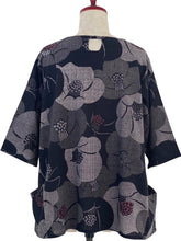 Button Accent Pullover - Camellia Print - Black