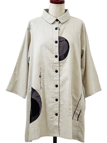 Circle Patch Jacket - Solid/Multi Print - Light Grey