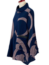 Wave Panel Pullover - Double Gauze - Chidori Print - Dark Blue