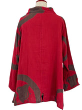 Wave Panel Pullover - Double Gauze - Chidori Print - Red