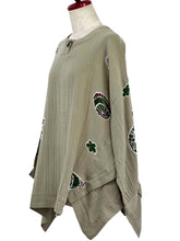 A-Line Pullover - Double Gauze - Temari Print - Light Khaki