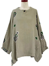 A-Line Pullover - Double Gauze - Temari Print - Light Khaki