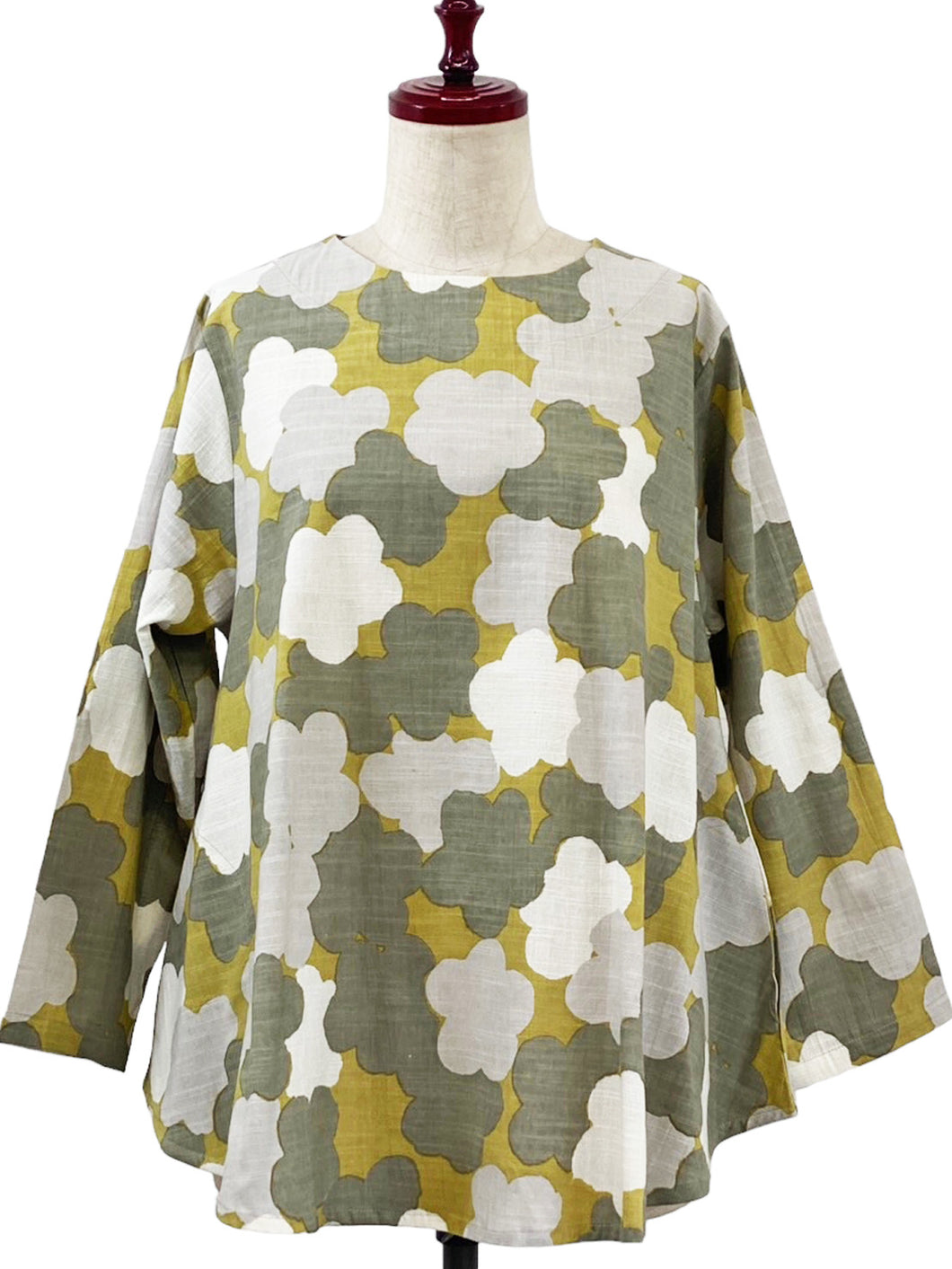 Simple Pullover - Floral Print - Mustard